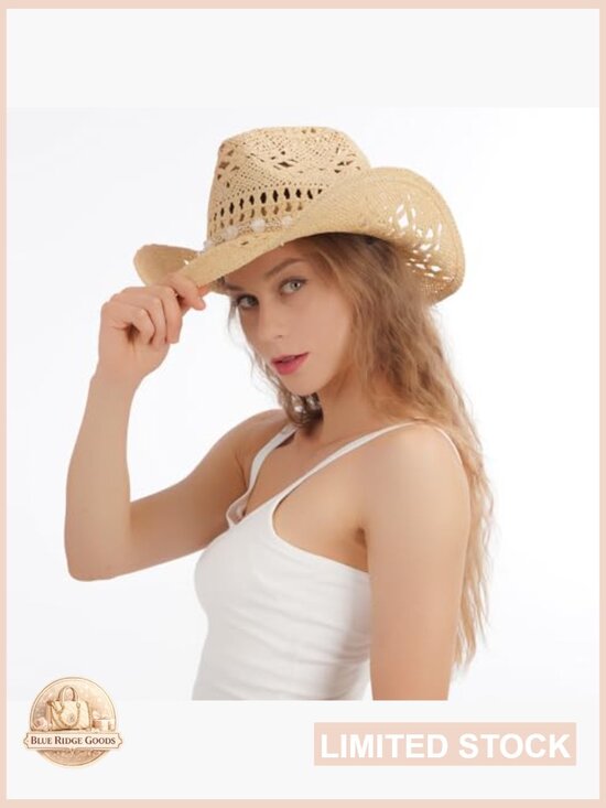 Wide Brim Cowboy Hat Shapeable Straw Classic Western Style Unisex main image 5